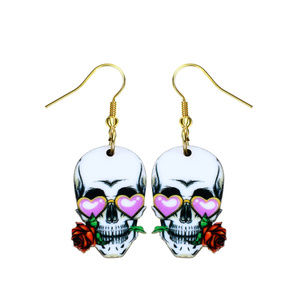Sugar Skull Earrings Red Rose Jewelry SSE-17